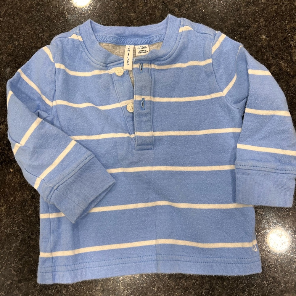 Janie and Jack Blue and White Striped Long Sleeve Tee